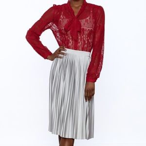 On twelfth Silver pleated midi skirt